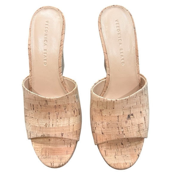 NWOT Veronica Beard Tan Cork Wedge Sandals Women's 8.5 - Picture 2 of 6